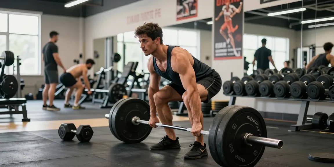 Ein Bodybuilder im Anabolika Shop Deutschland hebt Gewichte, um Muskelmasse aufzubauen und Fitness zu fördern.