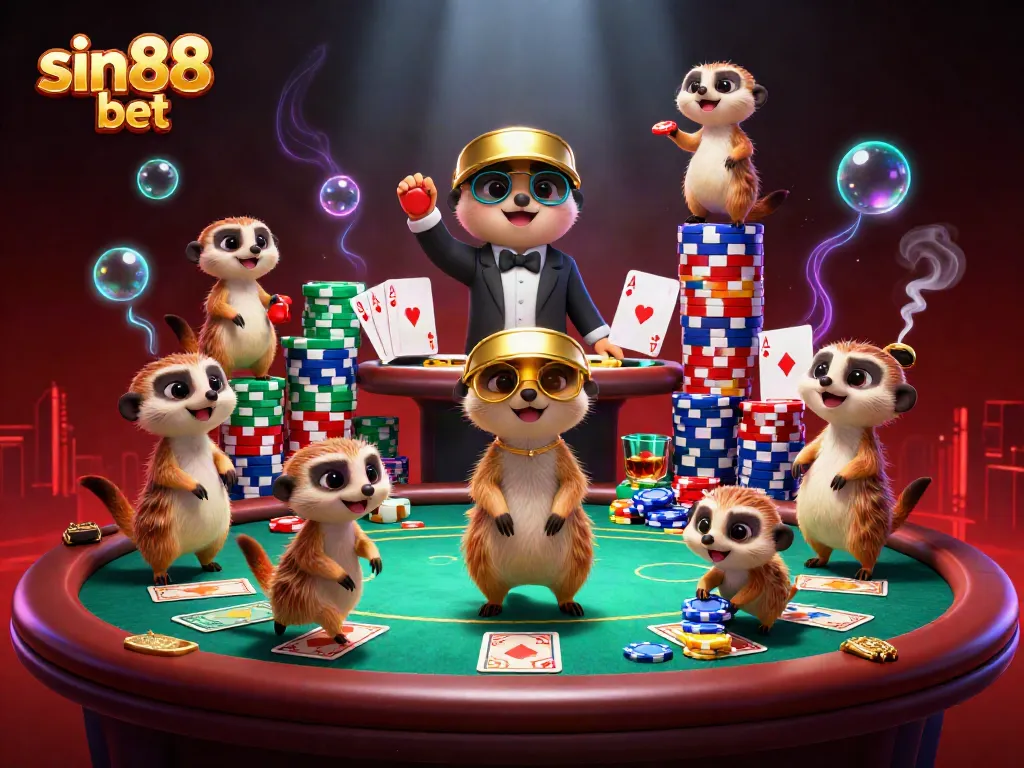 Experience thrilling action at sin88 bet with meerkats managing an exciting casino scene.